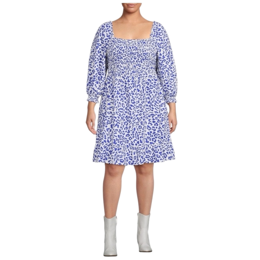 Blue and White Leopard Dress by The Get Size Large NWOT